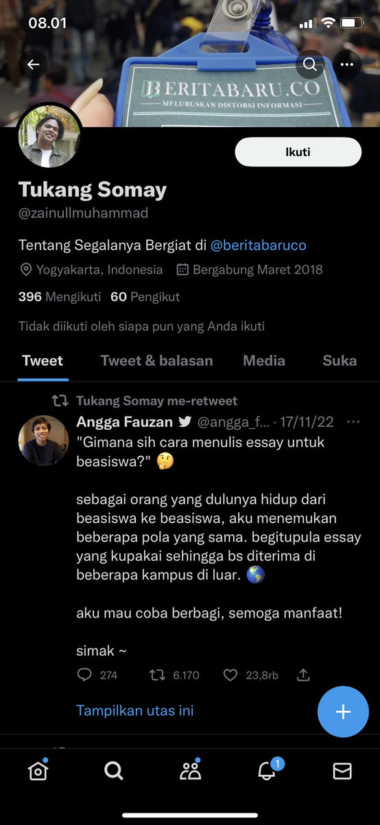 Temen-temen hati hati yaa klo mau joki tugas disini nama <a href="/zainullmuhammad/">Tukang Somay</a> GAK AMANAH BANGET ASLI AKU UDH BAYAR FULL PAYMENT DIA BLNG BOLEH REVISI TP SAMPAI SEKARANG CHAT KU GA DI BLS #jokitugas #jokitugaskuliah #zonauang #zonaba #trend