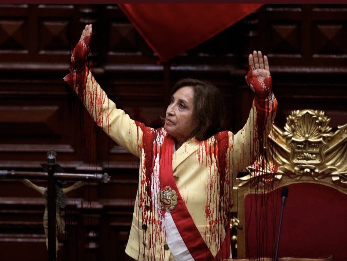 rodni_quintero's tweet photo. Cosas Pasan en el hermano #Peru  Prohibido olvidar a quienes a través de un circo, matan y violan los derechos humanos La Sr #DinaBoluarte cumple con su papel de golpista.

Las callen gritan @PedroCastilloTe ¡Libre!

#PeruLibre #PeruResiste #PeruEnPaz https://t.co/8Ya1IlG9Qc