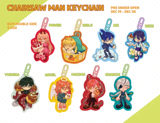 [STORE UPDATE] CSM keychain preorder is now open!!   #chainsawman #csmプラス  It will be available from Dec 19th to Dec 30th, mark your calendar folks!  