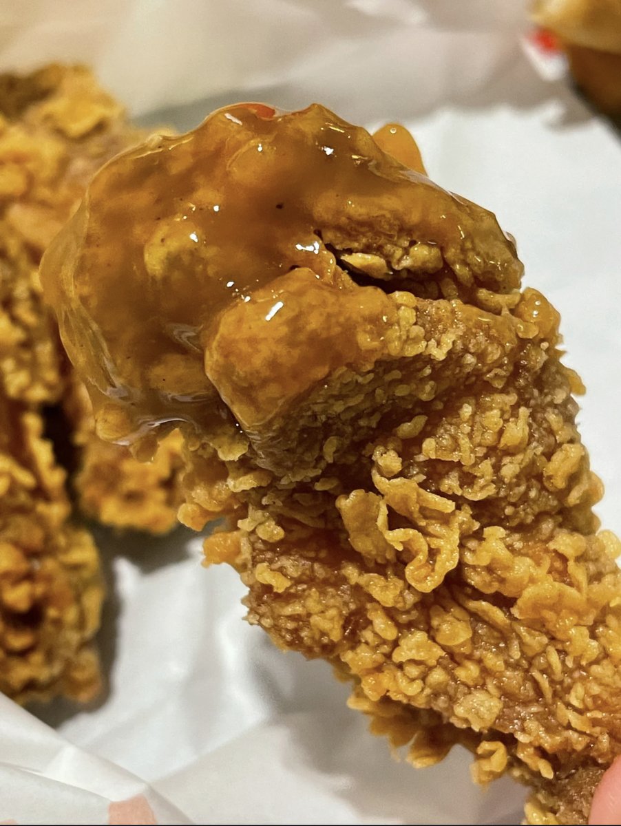 Deep golden fried chicken makes the best lunch.