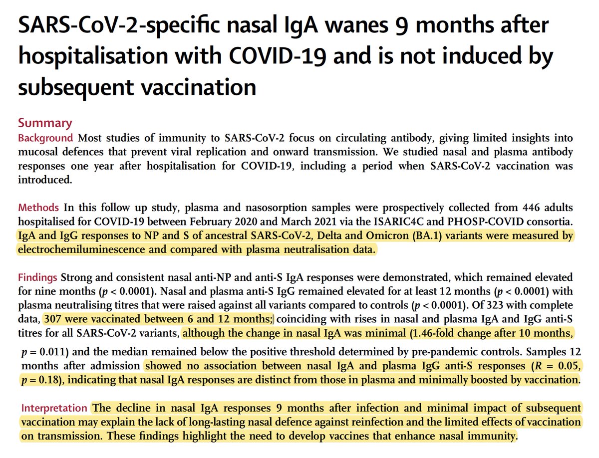 Why we desperately need nasal vaccines to block infections and reinfections thelancet.com/journals/ebiom… @eBioMedicine by @FelicityLiew @ShubhaTalwar and colleagues