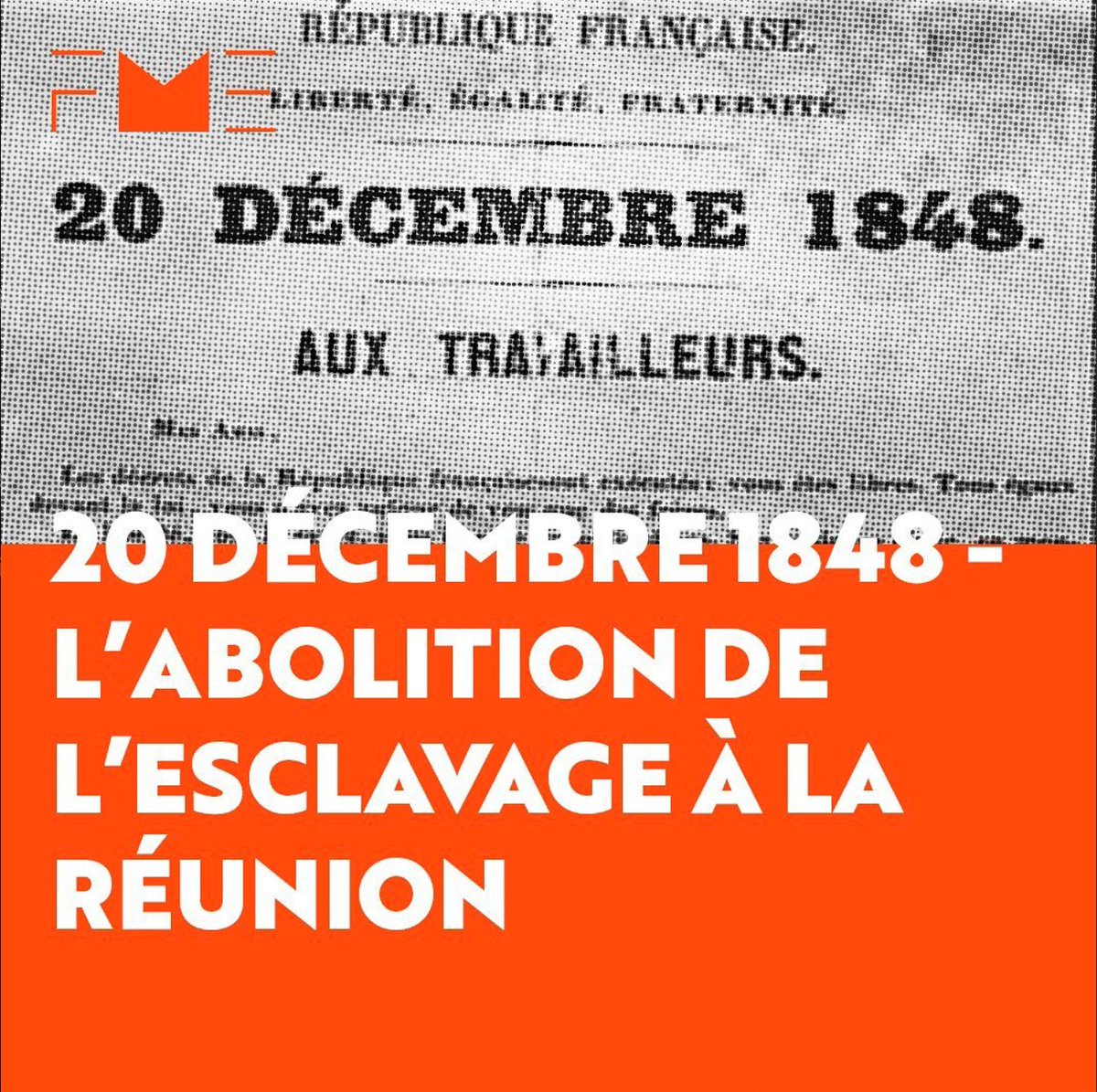 THREAD Le 20/12/1848, il y a 174 ans aujourd’hui, l’abolition de l’esclavage entre en vigueur à La Réunion, en vertu du décret du 27/04/1848 préparé par Victor Schoelcher. Ce texte met fin à un système qui n’avait connu aucune interruption, même sous la Révolution 1/4