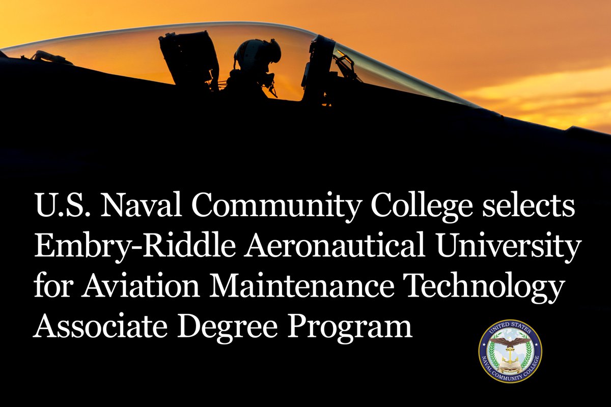 USNCCollege's tweet photo. We're excited to partner with @EmbryRiddle for the next USNCC associate degree!
The AS in Aviation Maint. Tech. will help our naval service members prepare for the FAA airframe and powerplant certification testing process.
Find out more at https://t.co/oQxzcGiQEQ https://t.co/OZB7ybuqpg