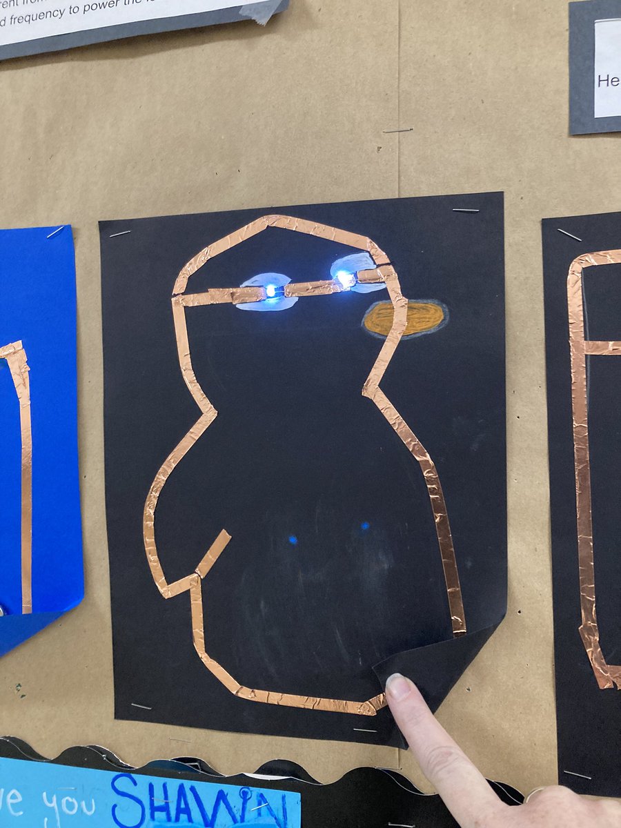 Holiday circuits. The grade 6 students <a href="/AberfoylePS/">Aberfoyle PS</a> <a href="/ugdsb/">Upper Grand DSB</a> created this interactive bulletin board to show off their electrical knowledge. It’s very popular with everyone who passes by. It’s so fun to touch the batteries together to brighten things up!