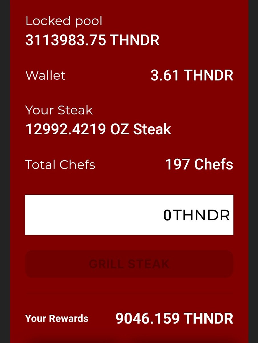 DrEvilsauce's tweet photo. Seasoning it up! Today I brought in $1.09 in $THNDR and upped my steak by 1029oz! Whammy!
@CronoSteakHouse @ISLAND_THUNDER @THNDR_Token
#GetGrilling #FeelTheTHNDR https://t.co/wRmPKJcKWr