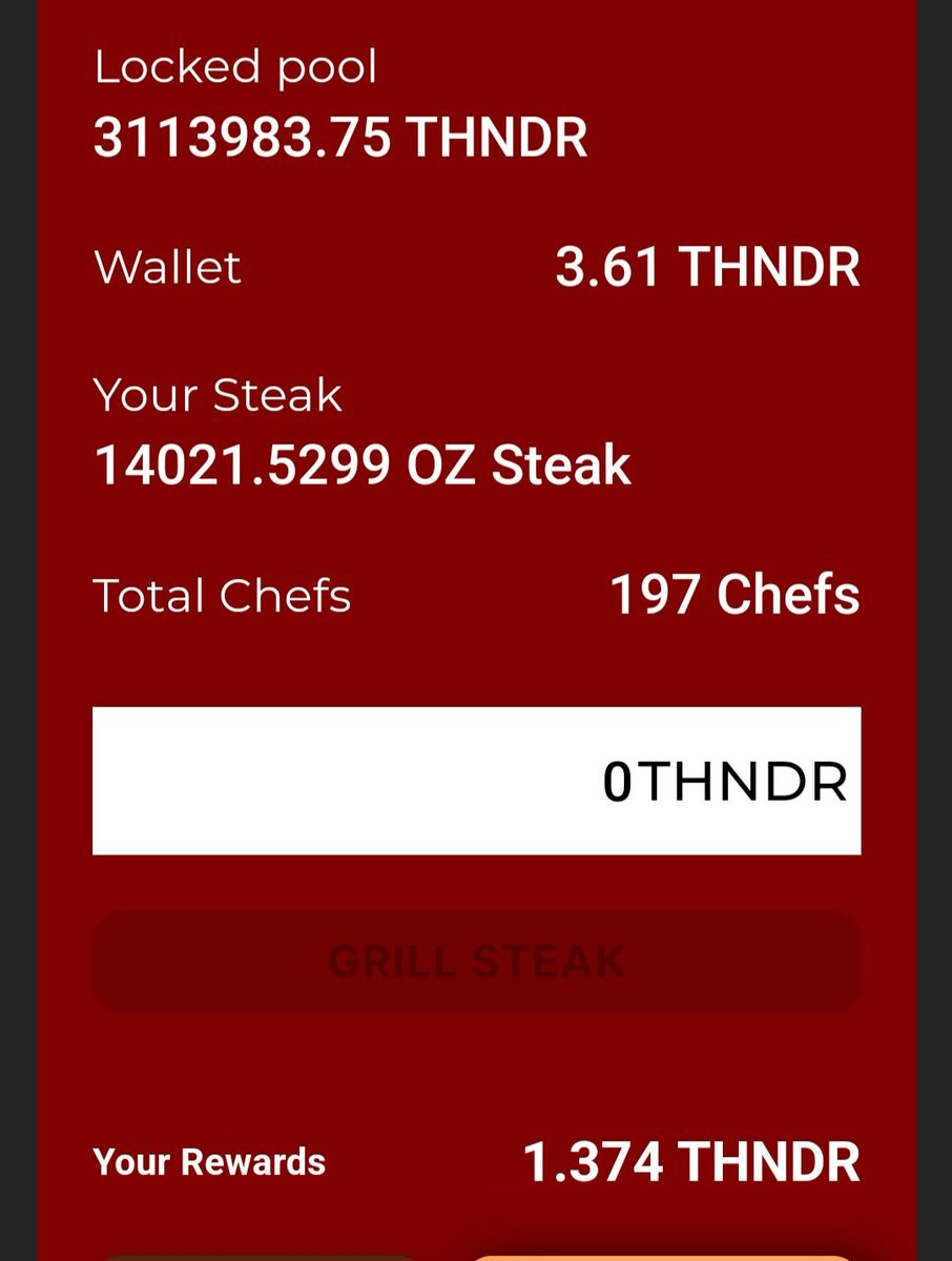 DrEvilsauce's tweet photo. Seasoning it up! Today I brought in $1.09 in $THNDR and upped my steak by 1029oz! Whammy!
@CronoSteakHouse @ISLAND_THUNDER @THNDR_Token
#GetGrilling #FeelTheTHNDR https://t.co/wRmPKJcKWr
