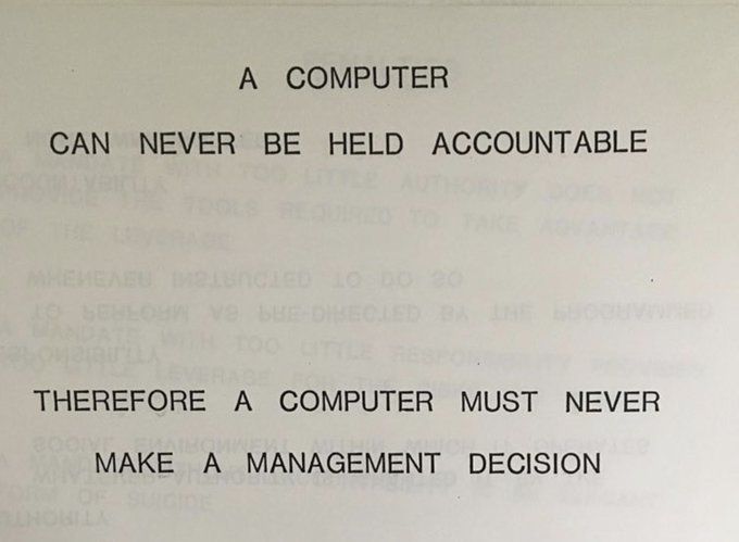 cyberpionier's tweet image. IBM slide uit 1979
 #toeslagenaffaire  #algoritmes