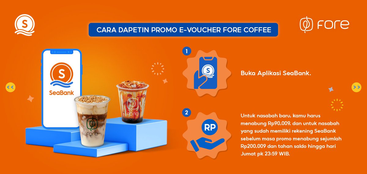 SeaBankID's tweet photo. Mau dapet traktiran FORE COFFEE dari mimin? Langsung aja nabung di Seabank🤗 REPLY "MANTUL" sebanyak-banyaknya kalo kalian mau dapetin promo menarik lainnya dari SeaBank! Info lengkapnya bisa cek disini ya👉https://t.co/VMaqZEr9Lf #LebihUntungdiSeaBank #SeaBankID https://t.co/XZflrdw7eD