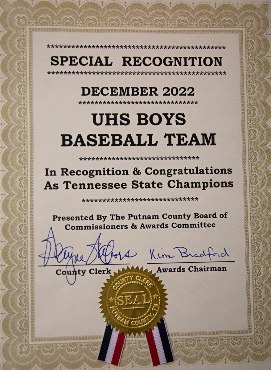 Baseball_UHS's tweet photo. Tonight the Putnam county board of commissioners recognized our 2022 state championship team.
@ShanksWes
@Dronebarger24
#beeboys https://t.co/2hdCMkOXh7