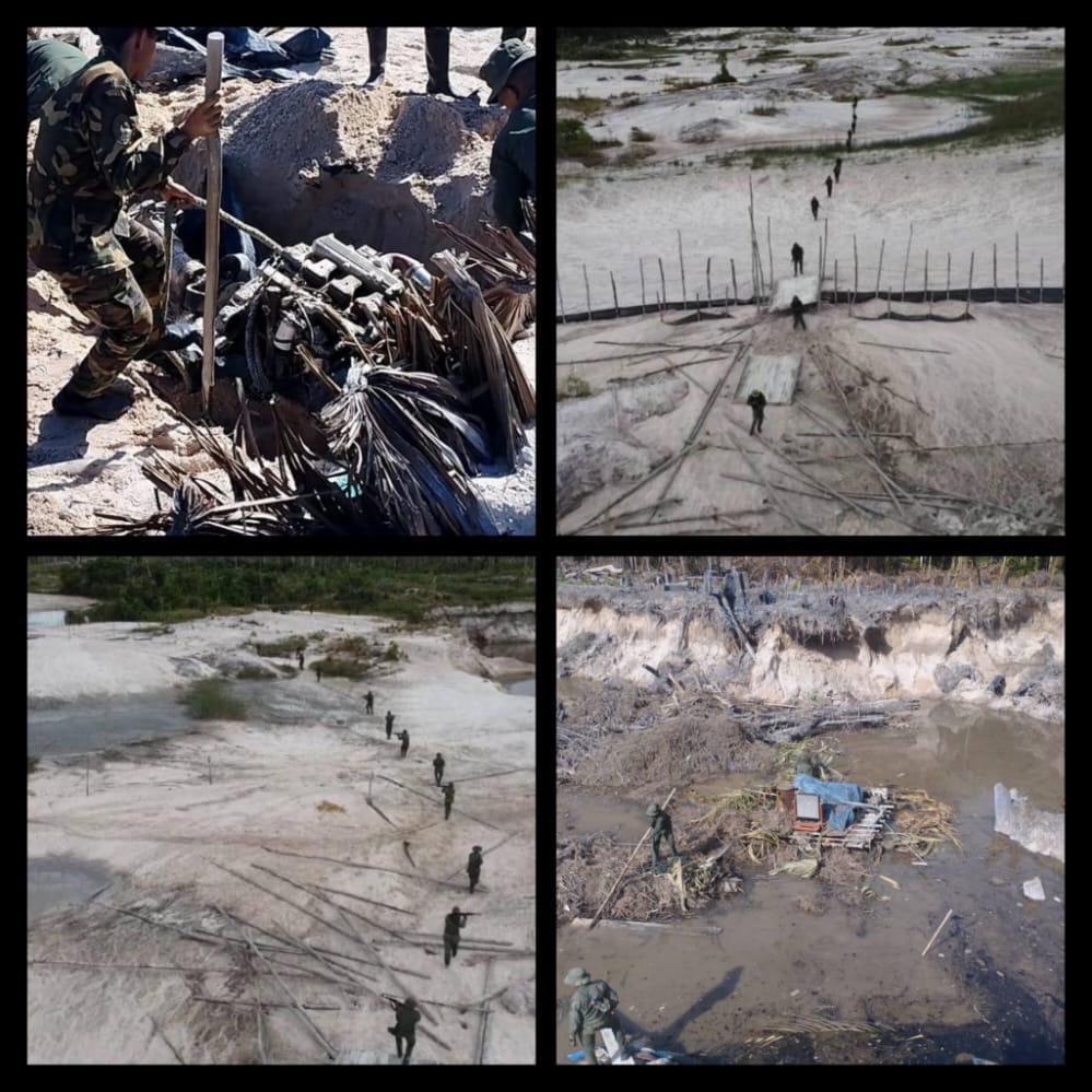 dhernandezlarez's tweet image. En Operaciones de Seguridad y Defensa en el Parque Nacional Yapacana #FANB localiza y desmantela campamento de minería ilegal con 27 moto bombas, 
10 plantas eléctricas, 6 turbinas, 5000 metros de manguera, 4000 litros de gasoil, 2 tamices y otros pertrechos de minería ilegal.