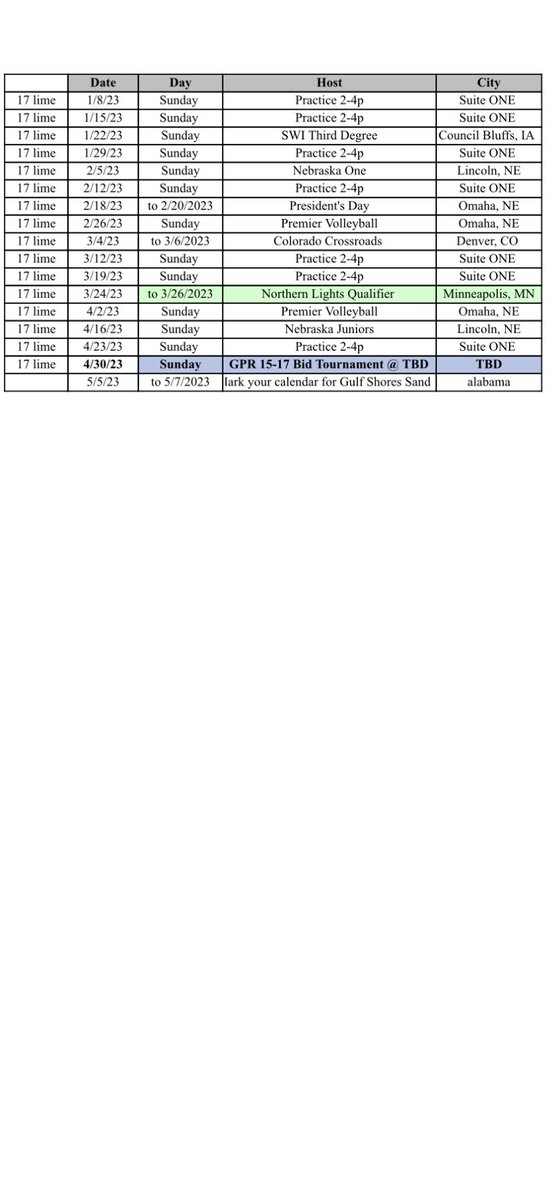 Tournament schedule!! Cant wait for this season. 
#libero24 #Uncommitted #volleyball