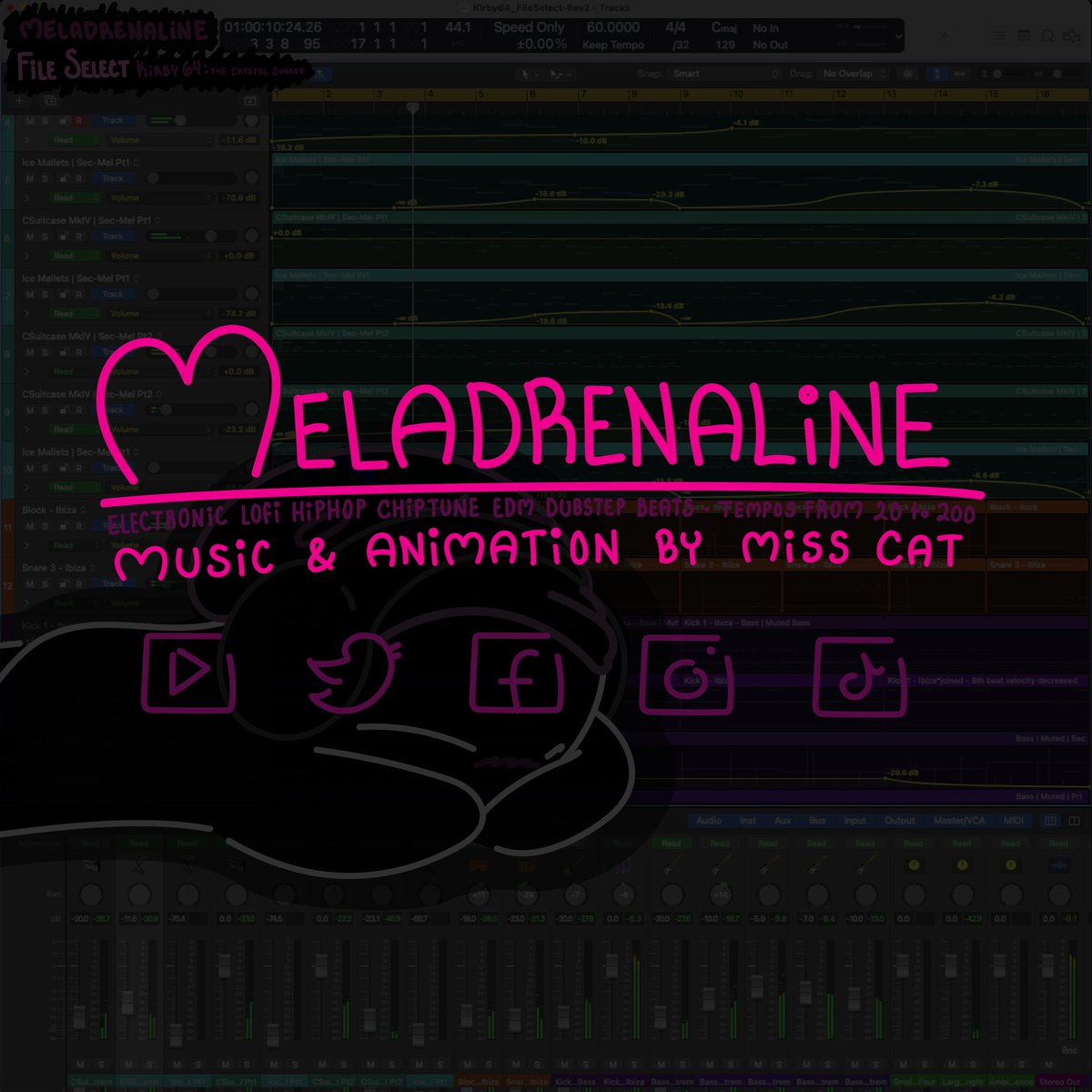 Meladrenaline's tweet photo. When my songs become 3 minutes or greater, it becomes difficult to decide where to start my replays while working. Revisions become unnoticeably lengthy.

With currently 5 layers of Bass &amp; 5 layers of Electric Pianos, Galaxy Lightrail is coming out nicely, so far~<3 #Lofi #eLofi https://t.co/52YqwhFSwu