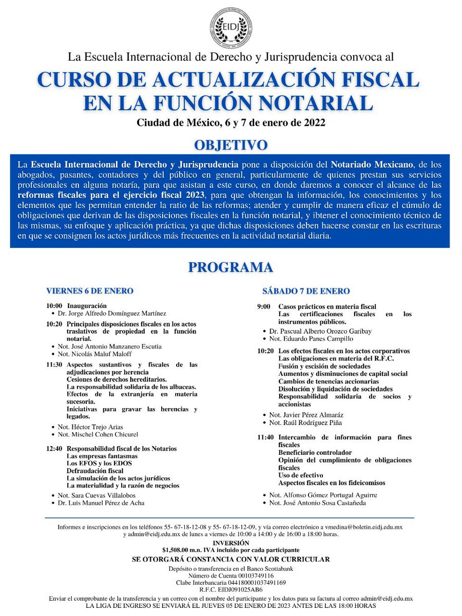 Curso de actualización fiscal para notarias y notarios ¡inscríbete!