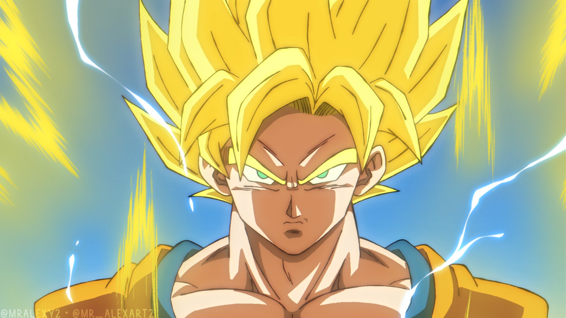 M r__A l e x ア on X: Goku super saiyan 2 but hair is different