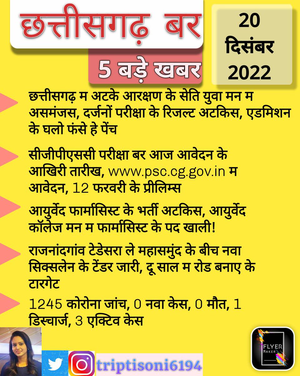 छत्तीसगढ़ बर 5 बड़े खबर 
#ChhattisgarhNews