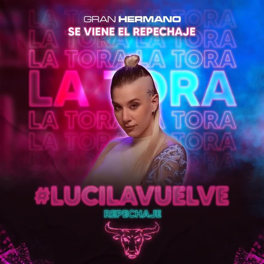 Teamtoraoficial's tweet photo. Dale que vuelve Lucila, vuelve la Tora!!! #LucilaVuelve #GranHermano #GH2022 https://t.co/LFPNJw91kZ