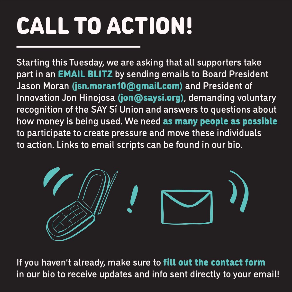 Hear ye hear ye! 📣 From tomorrow to Thursday, we are asking our supporters take part in phone + email blitz campaigns. If everyone sent even 1 email a day, the volume would be hard to ignore. Access them here: bit.ly/union-scripts (1/2)