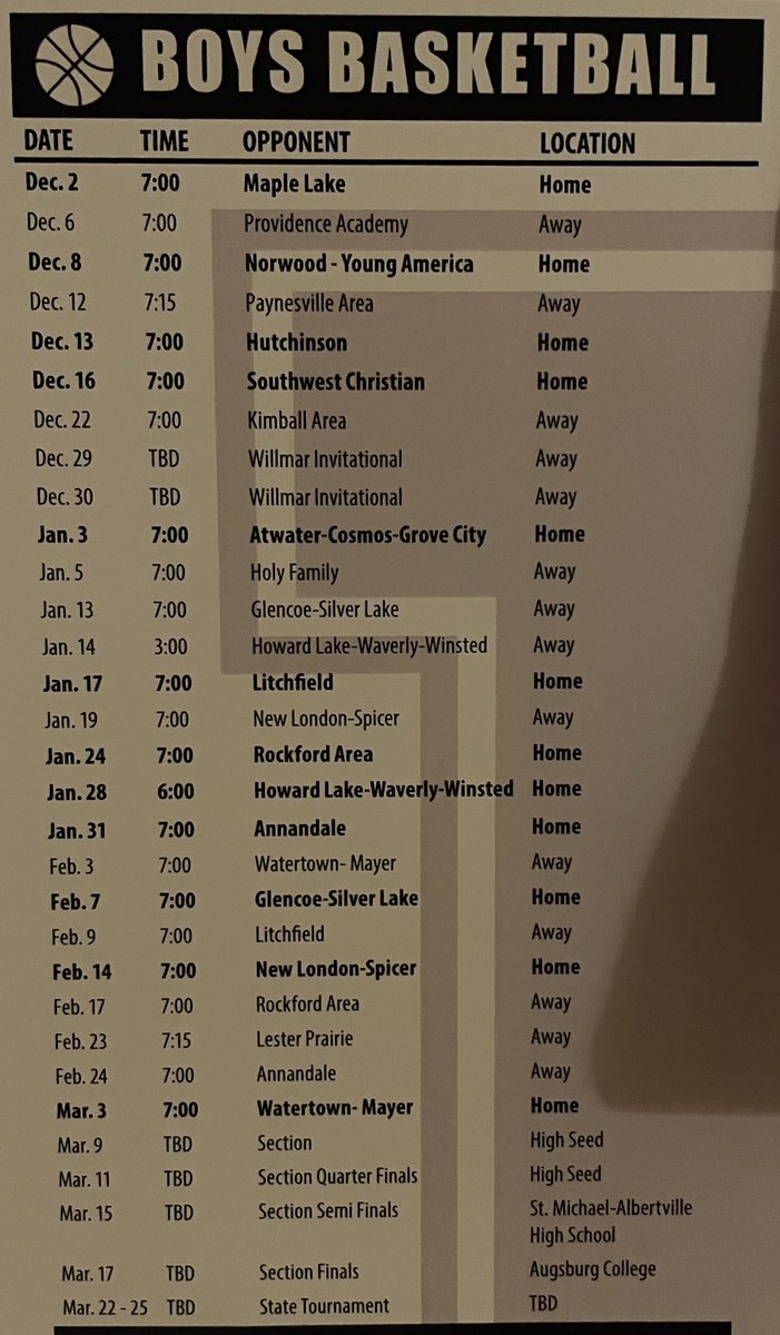 2022/2023 basketball schedule