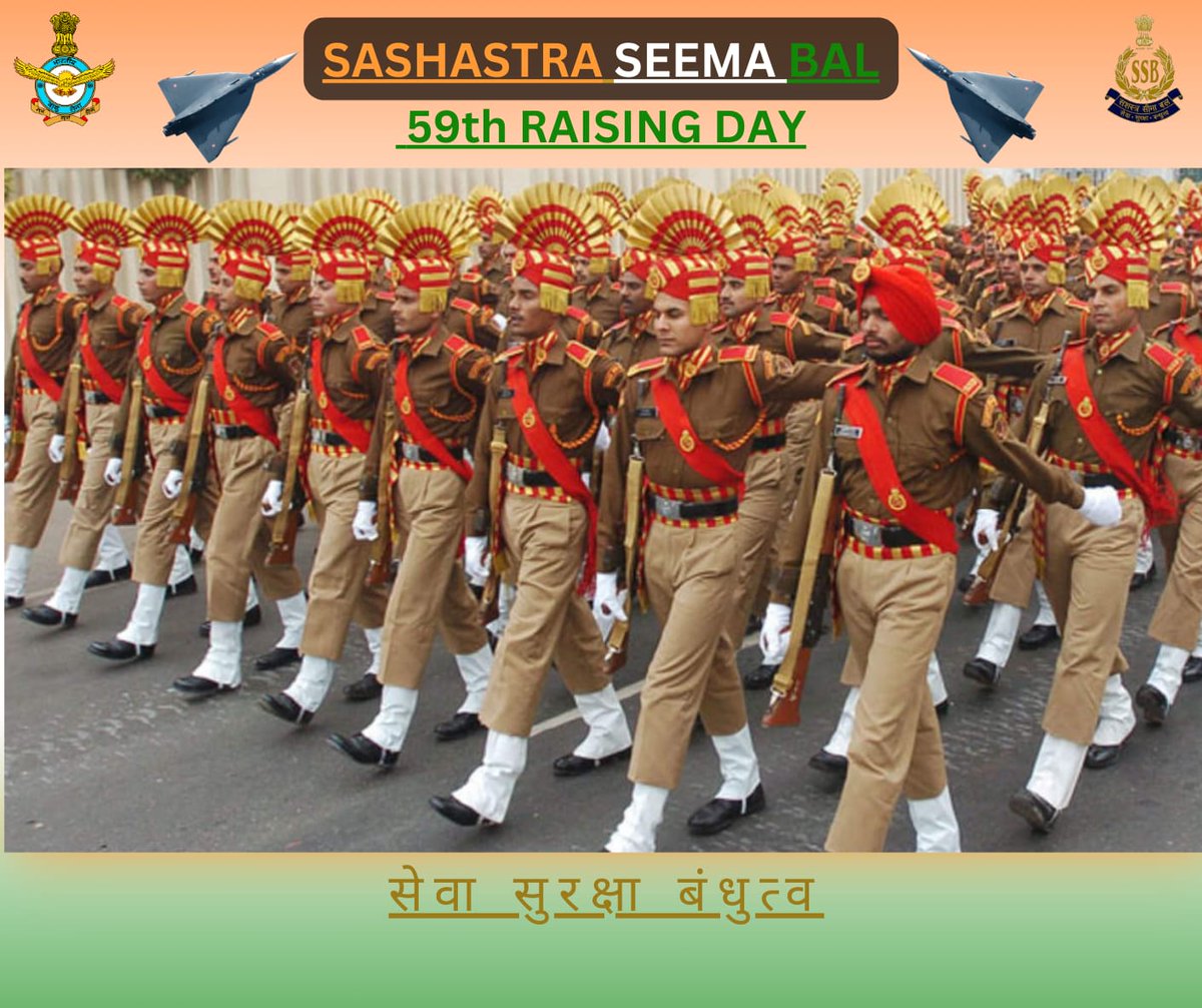 IAF_MCC's tweet photo. Air Chief Marshal VR Chaudhari, CAS and all personnel of #IAF convey their greetings &amp; best wishes to all personnel of Sashastra Seema Bal on the occasion of their 59th Raising Day.

@SSB_INDIA
#SSBRaisingDay https://t.co/p2MHeL7hCx