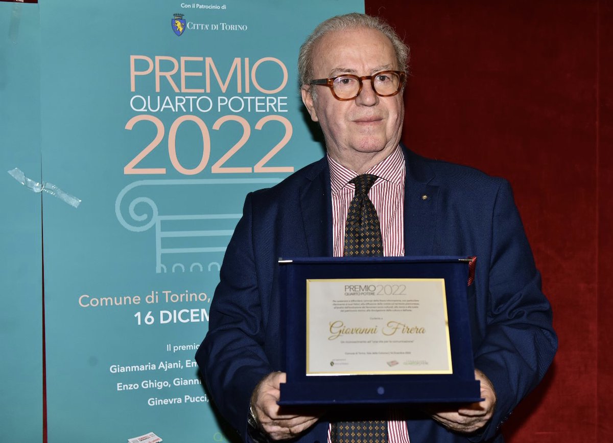 Il 16 dicembre nella Sala delle Colonne del Comune di Torino, nell'ambito della cerimonia di consegna del #Premio Quarto Potere 2022, il siciliano Giovanni Firera è stato insignito del Premio Speciale per la #Comunicazione bit.ly/3PUZi5X