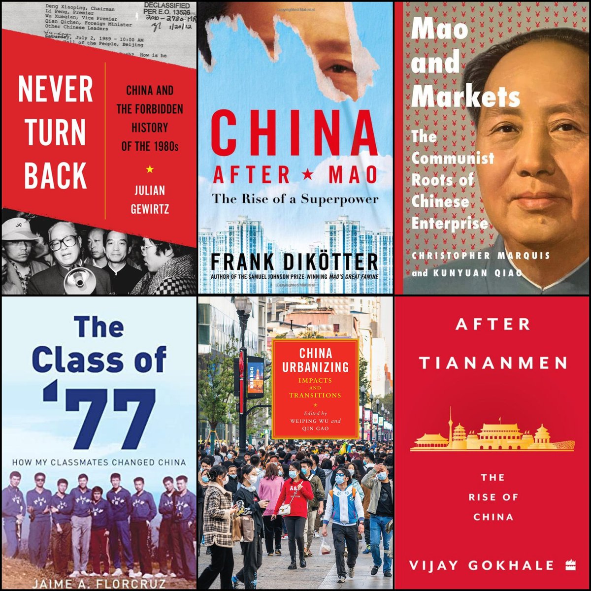 China Books of The Year 📚 (@newchinabooks) on Twitter photo Six books on...
The Post-Mao Era
#ChinaBooks2022
<a href="/JulianGewirtz/">Julian Gewirtz</a> <a href="/jflorcruzCNN/">Jaime FlorCruz</a> <a href="/Chris_Marquis_/">Chris Marquis</a> <a href="/VGokhale59/">Vijay Gokhale</a> <a href="/weiping/">Weiping</a> Six books on...
The Post-Mao Era
#ChinaBooks2022
<a href="/JulianGewirtz/">Julian Gewirtz</a> <a href="/jflorcruzCNN/">Jaime FlorCruz</a> <a href="/Chris_Marquis_/">Chris Marquis</a> <a href="/VGokhale59/">Vijay Gokhale</a> <a href="/weiping/">Weiping</a>