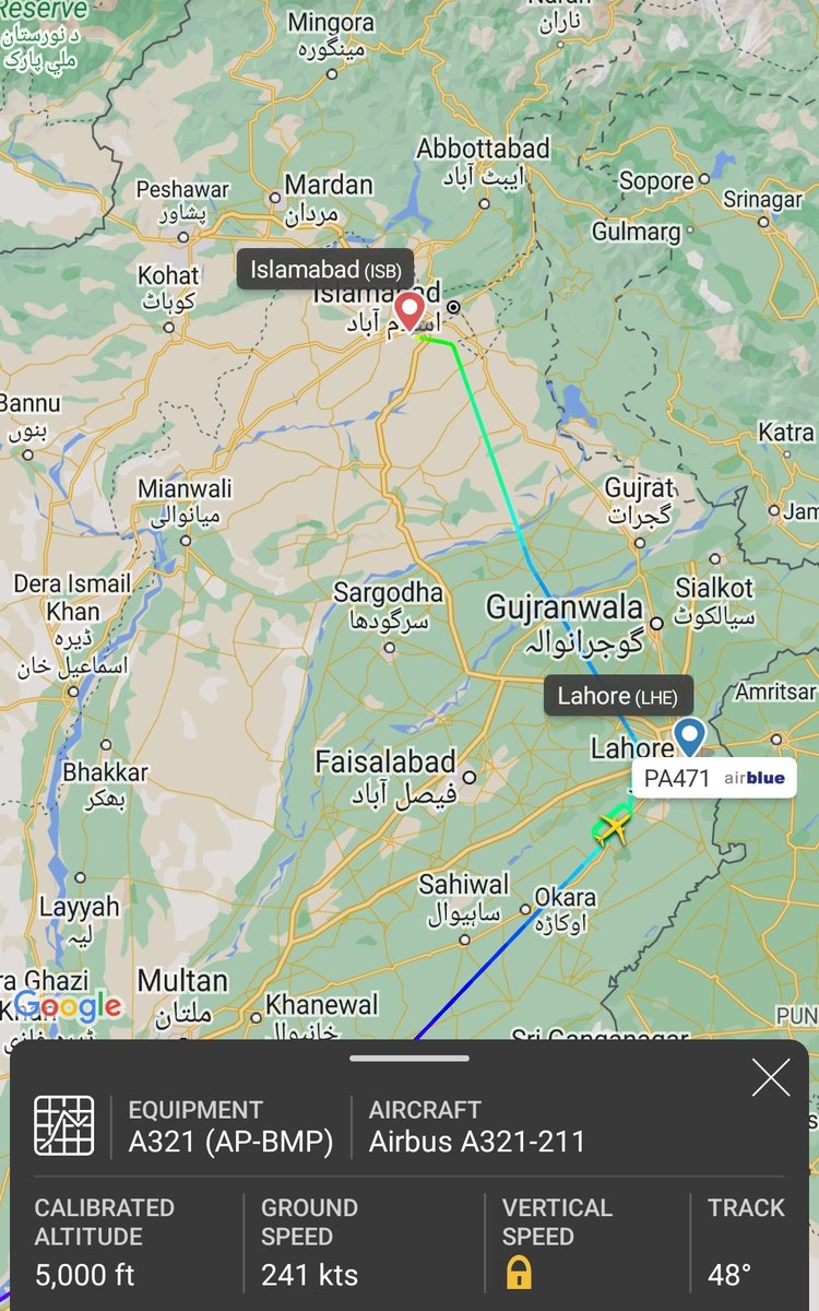 OnlyPlanes06's tweet photo. Airblue - Airbus A321-231 [AP-BMP]  diverted two times to Islamabad today while coming for Lahore first from Jeddah as flight PA471 then from Islamabad as flight ABQ471D.

Don't know what leads them to come for second time as flights were still holding at LHE when they took off. https://t.co/KOHO8vQcnA