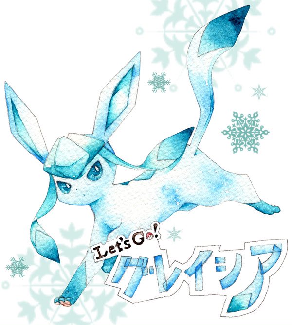 glaceon no humans pokemon (creature) solo full body snowflakes character name traditional media  illustration images