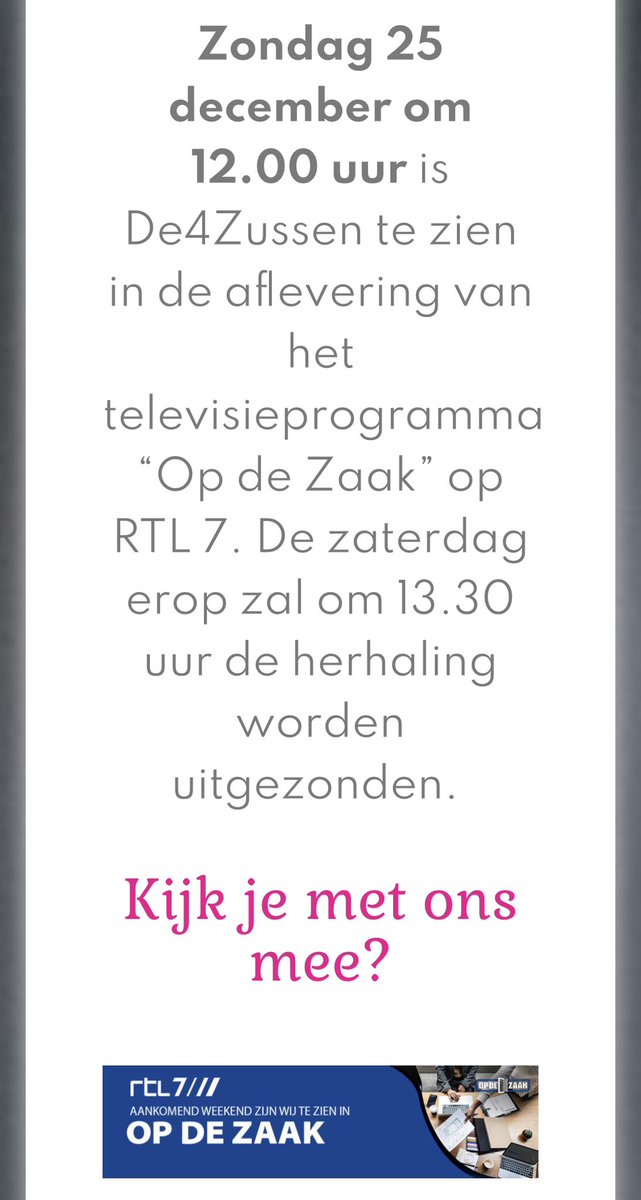 Spannend hoor!!