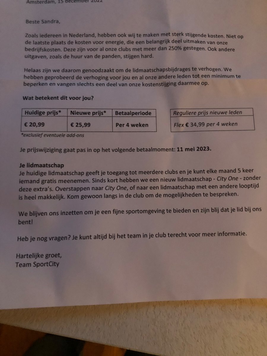 25% verhoging abonnement 🤬veel minder groepslessen maar wel ontzettend druk omdat Fit for free en Sportcity samen zijn gegaan. Oud leden sportcity mogen in elke club komen, oud leden fit for free alleen in oude fit for free vestigingen. Ik vind het bijzonder. Bijzonder k.t🤬