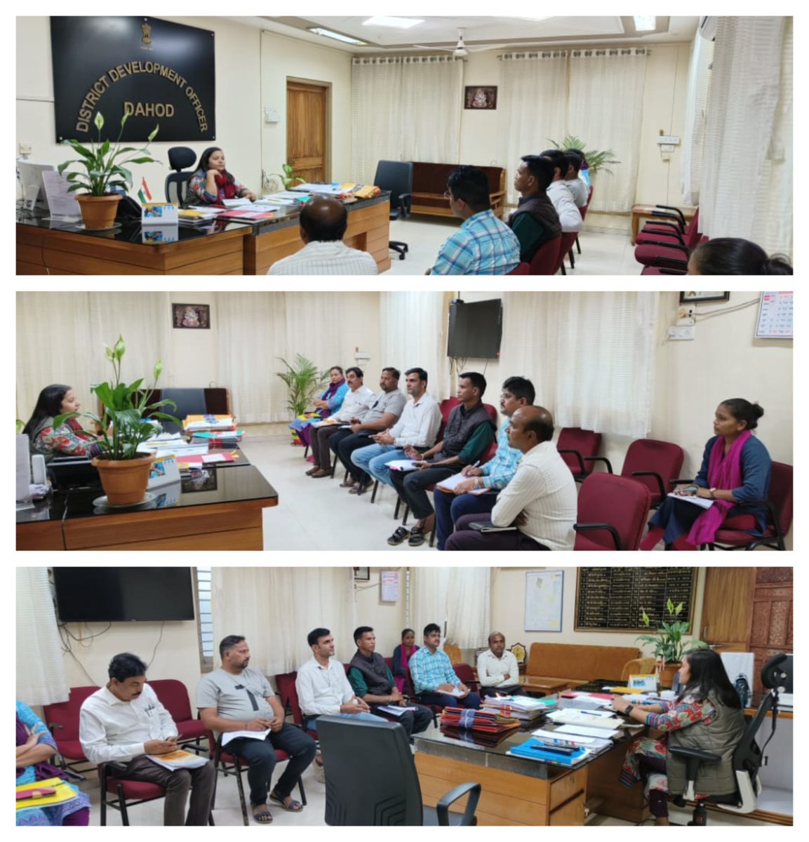 દાહોદ જિલ્લામાં ગ્રામીણ ક્ષેત્રોમાં સ્વ સહાય જૂથો માટે તેમજ અન્ય જરૂરિયાતમંદ લોકોને કૌશલ્ય વર્ધન તાલીમ થકી આર્થિક રીતે પગભર કરી શકાય તે માટે RSETI , જિલ્લા ઉદ્યોગ કેન્દ્ર, ICDS, લીડ બેંક મેનેજર, ITI તથા KVKના અધિકારીશ્રીઓ સાથે જરૂરી બેઠકનું આયોજન કરવામાં આવેલ.