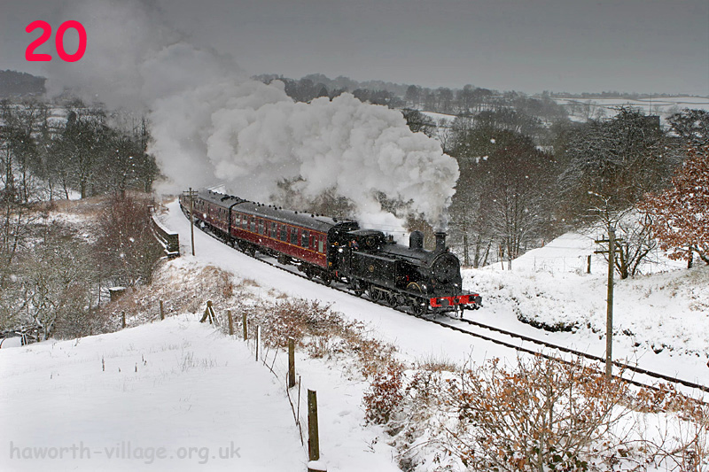 HaworthVillage's tweet image. Advent Calendar Christmas Countdown, 20th December: Steam Locomotive in the Snow #Haworth