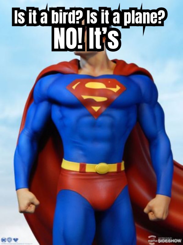 frankiefedora's tweet photo. I get why the person exclaims surprisingly “it’s Superman”, but I’ll never understand the first two guys who excitedly exclaim “It’s a bird!” and “It’s a plane!” like both of those are such strange occurrences. https://t.co/XX8Tf27IVr