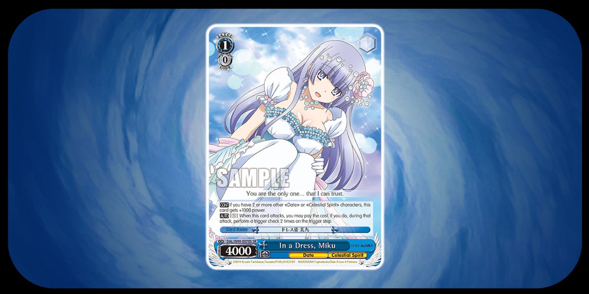 weissschwarz_en's tweet photo. Happy Valentine's! ๐น
Who is the one that gains the trust of Miku? ๐คญ
Start an adventurous date with spirits in Booster Pack Date A Live Vol.2, Mar. 24, 2023! ๐
๐ https://t.co/bjy38wHYFz
#WeissSchwarz
#TCG
#date_a_live
#DateALive2
#KurumiTokisaki https://t.co/dmAoh43oGV