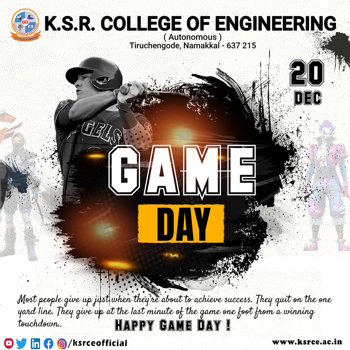 ksrceofficial's tweet photo. #ksrce #ksrei #game #football #valyball #basketball #suttle #freefire #pubg
Happy Game Day ! https://t.co/Cj7xkXXj83