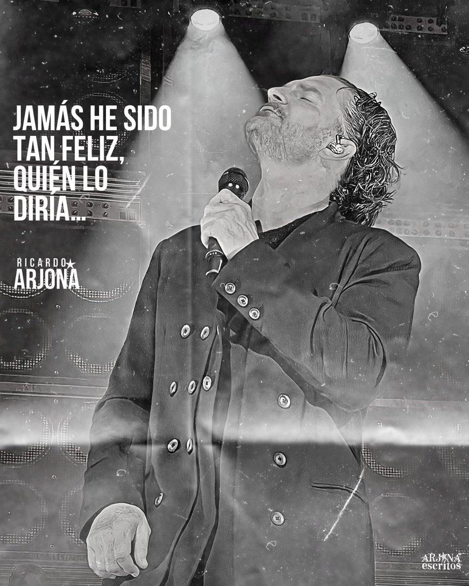 ArjonaEscritos's tweet photo. Jamás he sido tan feliz, quién lo diría... @Ricardo_Arjona ⋆ ɴᴏ ᴇs ᴇʟ ᴍᴏᴍᴇɴᴛᴏ 🎙༄✮⋆ https://t.co/WuAzz6JxCo
