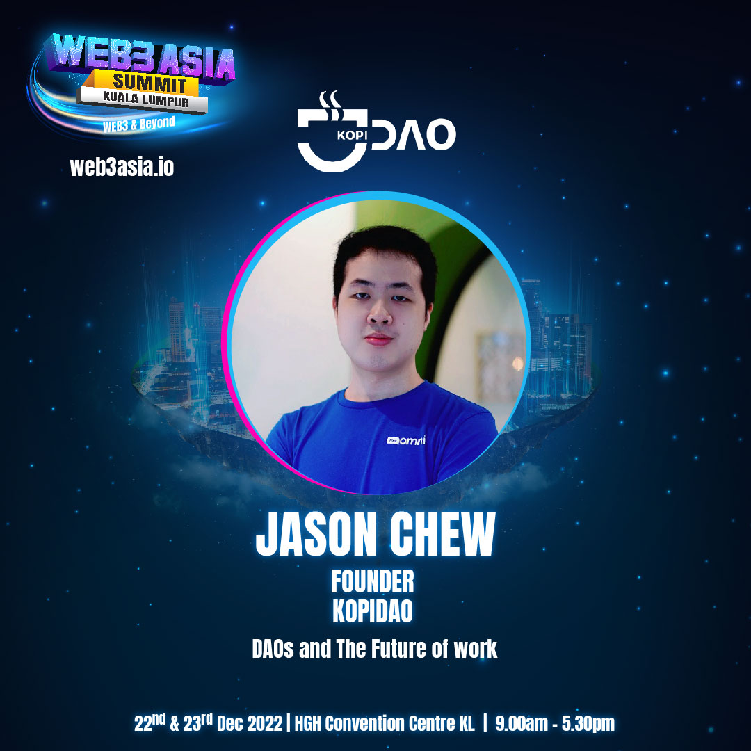 Let's talk about DAOs and the Future of Work! Catch us at the Web3 Asia Summit in Kuala Lumpur, from 22-23 December 2022.

Book your tickets now!
bit.ly/web3asiasummit…

#web3 #kopidao #daos #web3asiasummitkl2022
