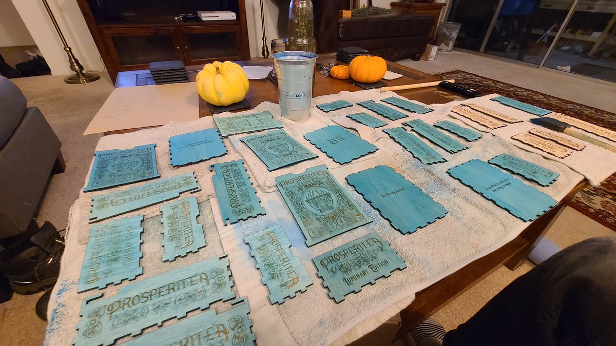 Another wave of Luminary boxes drying before assembly. This batch will account for all Bespoke Backers. Slow going, but steady progress. -Aven
#boardgames #kickstarter