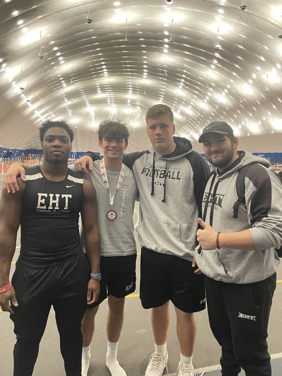 Great first night at the bubble for our boys! Chris Griffen PRs with 42’ 8” for third place! Mike Simeon and Matt Kaelble also PR!