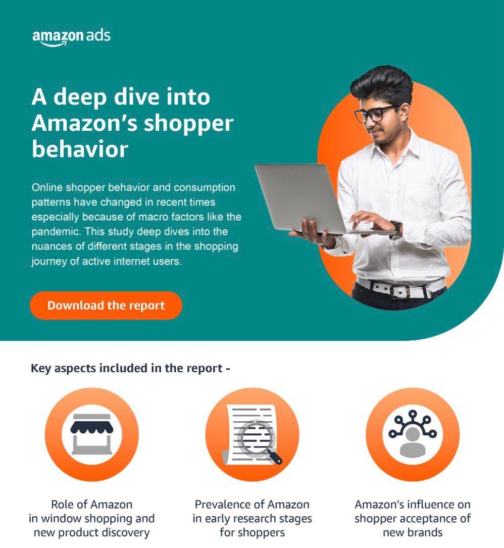 e4mtweets's tweet photo. 63% of active internet users prefer Amazon for window shopping and product research.
Download the report to know many such exciting insights : https://t.co/jZaF7nPa9v
#amazon #survey #report #shopperbehaviour #onlineshopping #ecommerce #windowshopping #productdiscovery https://t.co/hC7paXLCJc