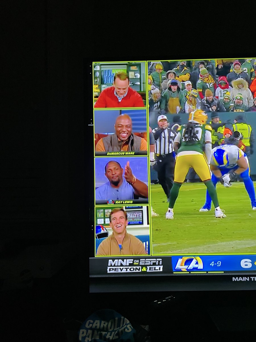 CulturalRights1's tweet photo. Watching my man Ray Lewis get mad at the bad play calling was funny too! Ray still got the EDGE!! #raylewis #manningcast #espn #ramsvspackers @kylebrandt https://t.co/UdWBuPrfSB