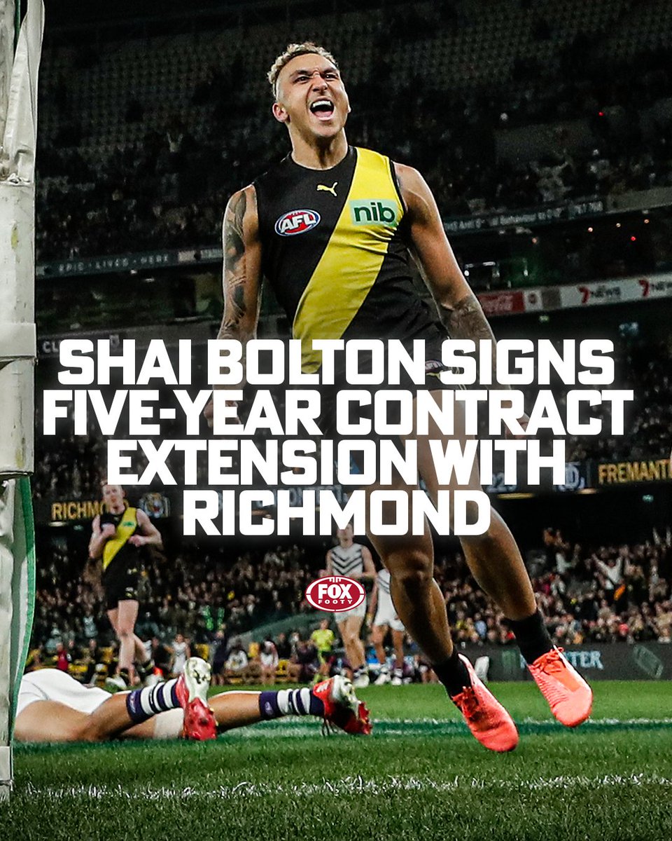 FOXFOOTY's tweet photo. Shai Bolton is staying put at Richmond!

He'll be at the club until at least the end of 2028.

MORE > https://t.co/6WQEpb6CSt https://t.co/OERkllo3NM