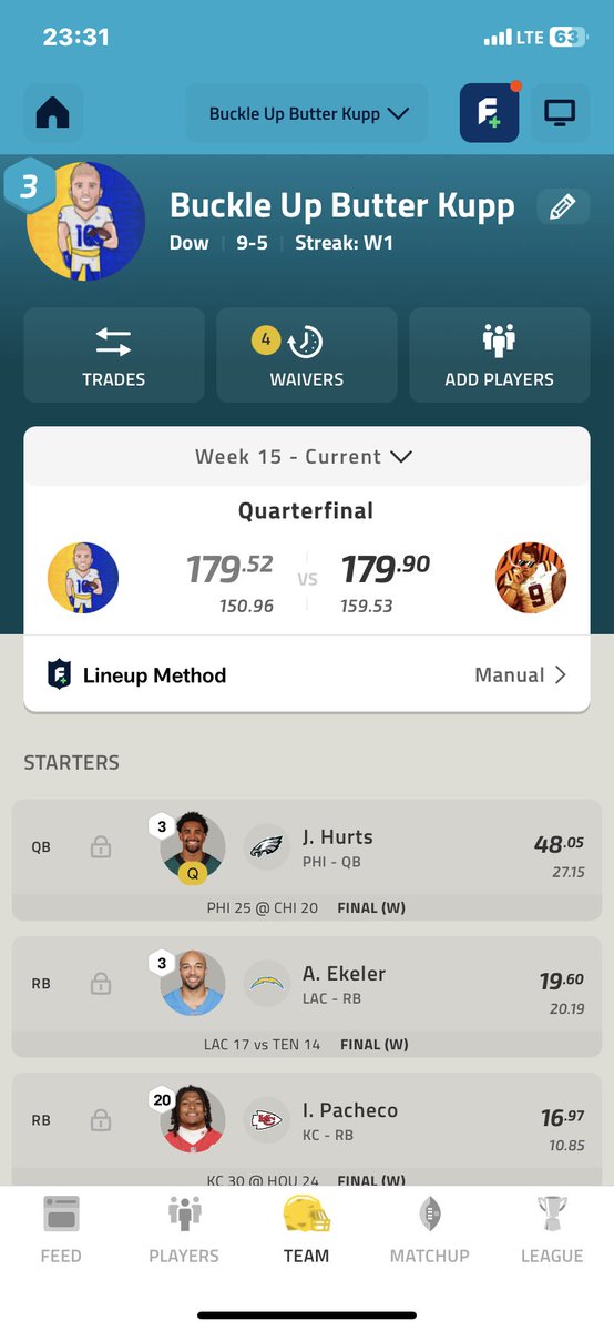 dowturrentine's tweet photo. Man I love fantasy football 🥲🙃 https://t.co/ouKdYRLJvN