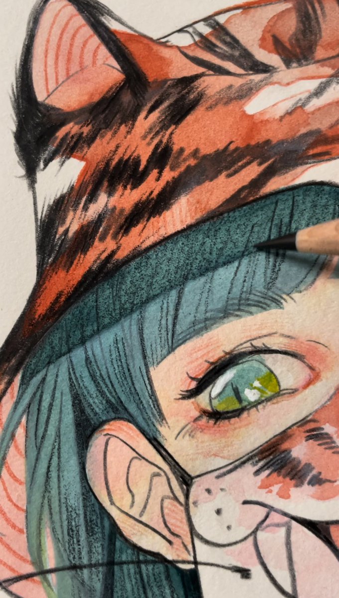 「I've got my eye on you #WIP #originalart」|Jenneeのイラスト