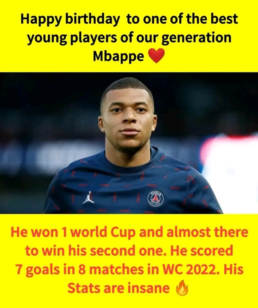 shaikhdanishhh's tweet photo. Warmly birthday wishes to one of the young greatest player of our generation 🎉🎊🎂
@KMbappe @FFF
@FIFAWorldCup
#Frenchplayer https://t.co/vipEhA7cFZ