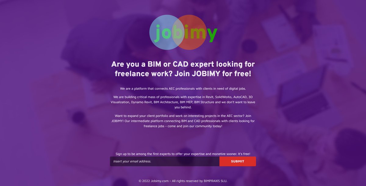 Are you a #BIM or #CAD expert looking for freelance jobs? Join JOBIMY! We are a platform that connects #AEC professionals with clients in need of digital jobs - come join our free community of BIM and CAD experts today!
jobimy.com