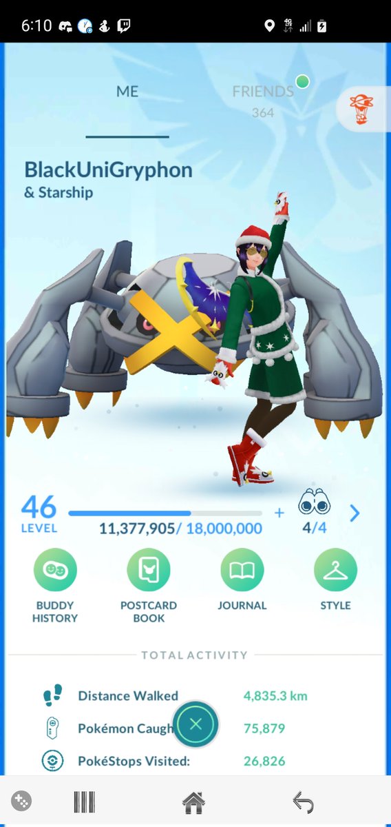 BlackUniGryphon's tweet photo. #CurrentXP #PokemonGo #TheRoadToLevel50 #MyPokemonGoLife #MyPokemonGoCareer #TheGrindIsReal 
11.3 MILLION XP 😜 🎄 https://t.co/DZw86Lh3bx