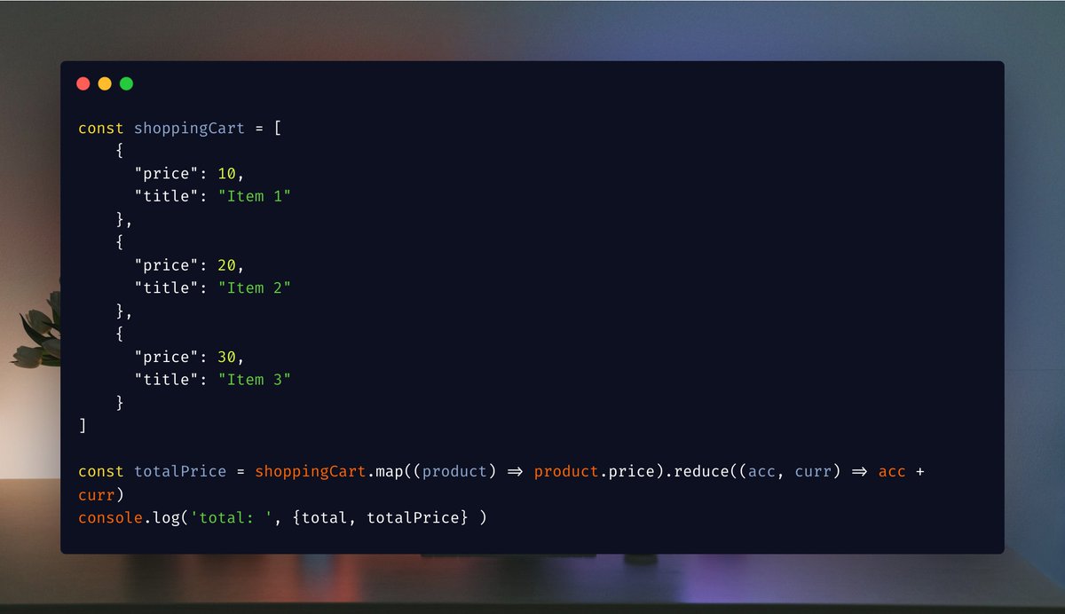 devbyrayray's tweet image. Calculating the total price of your shopping cart just got a lot easier with the JavaScript reduce method! Check out our latest blog post to learn how to use reduce to easily calculate the total price of an array of product objects 🛒 

#javascript #shoppingcart #reducemethod
