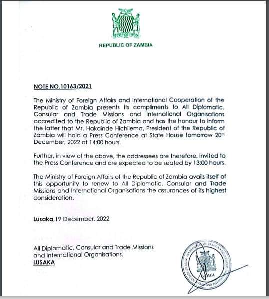 Costa Mwansa (@costamwansadtv) on Twitter photo President HH will today hold an end of year press conference to address national issues.Diamond Media will cover the conference live at 14 hrs. What are your expectations?
<a href="/diamondtvzambia/">Diamond Media</a> <a href="/BuyoyaJonah/">Dingindaba Jonah Buyoya</a> President HH will today hold an end of year press conference to address national issues.Diamond Media will cover the conference live at 14 hrs. What are your expectations?
<a href="/diamondtvzambia/">Diamond Media</a> <a href="/BuyoyaJonah/">Dingindaba Jonah Buyoya</a>