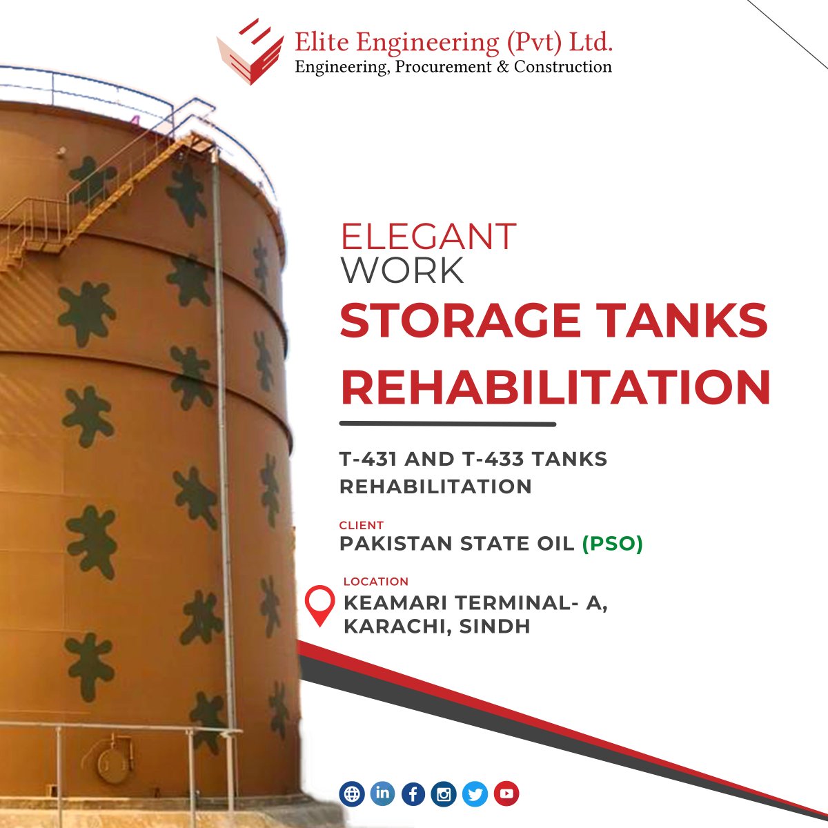 EliteEngineer13's tweet image. #EliteProjects Another example of elegant work : Storage Tanks Rehabilitation at Keamari Terminal- A, Karachi, Sindh, speaks volume of Elite Engineering&apos;s attention to details towards their work.

#EliteProjects #KeamariSindh #StorageTankRehabilitation #EliteEngineering