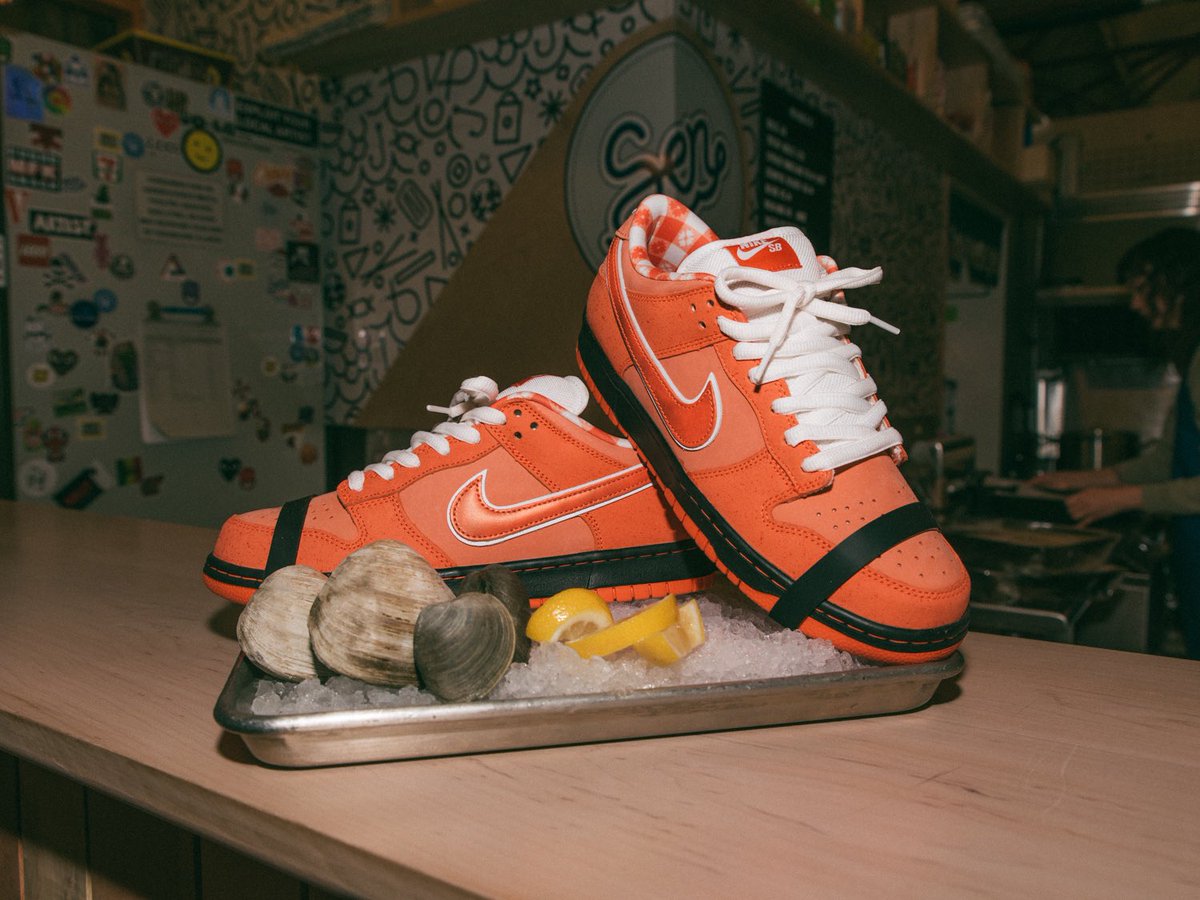 Who wants to win a FREE pair of Nike SB Orange Lobster Dunk Low’s? Retweet and tag three friend and add your size! You just might get some lobster delivered to your door step!